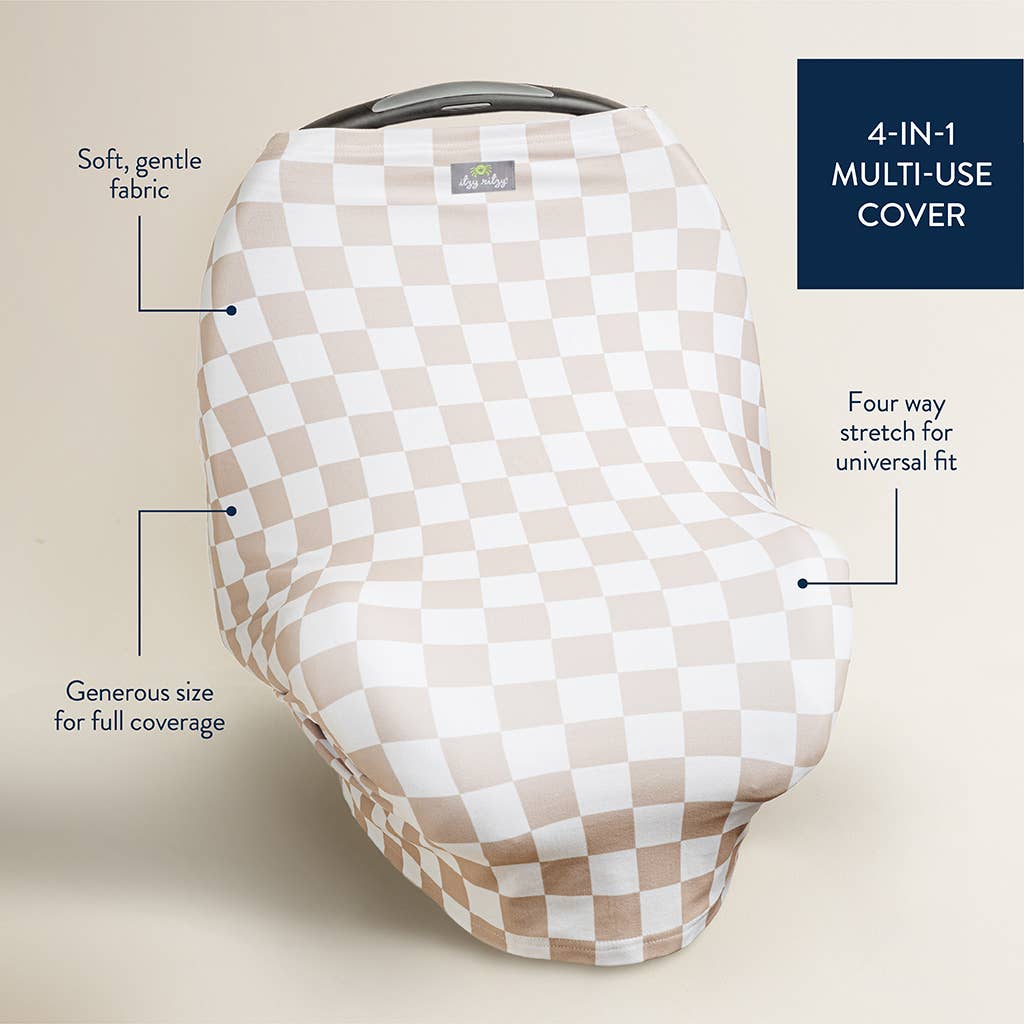 Itzy Ritzy - *NEW* Taupe Checkerboard Mom Boss™ 4-in-1 multi-use cover