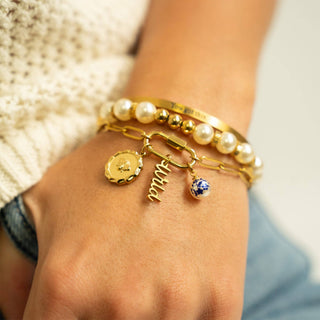 Hey Beautiful Pearl & Gold Accent Stretch Bracelet – Waterproof & Tarnish-Free