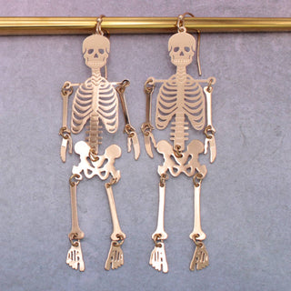 Halloween Gold Skeleton Drop Earrings