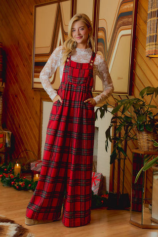 Hearthside Holly Red Tartan Overalls