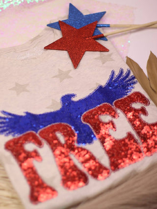 Free Bird Patriotic Sequin Appliqué Graphic Tee