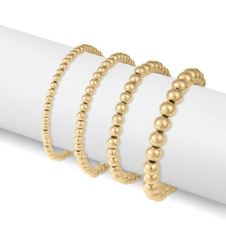 Hey Beautiful Waterproof Tarnish-Free Gold Beaded Stretch Bracelet (4mm, 5mm, 6mm, 8mm)