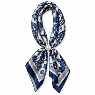 Something Blue ready-to-wear scarf with pearl magnetic closure