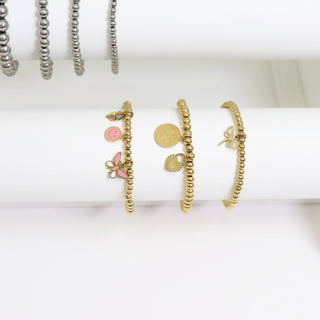 Hey Beautiful Waterproof Tarnish-Free Gold Beaded Stretch Bracelet (4mm, 5mm, 6mm, 8mm)