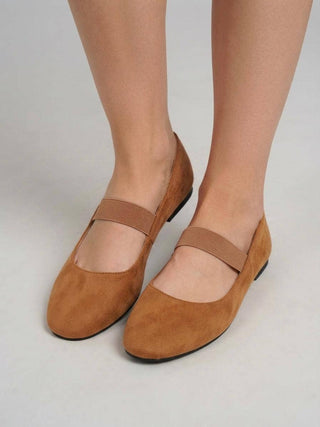 Camel Elastic Strap Ballet Flats | Women's Comfort Flats