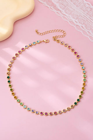 Hey Beautiful – Rainbow Bezel-Set Gemstone Tennis Necklace
