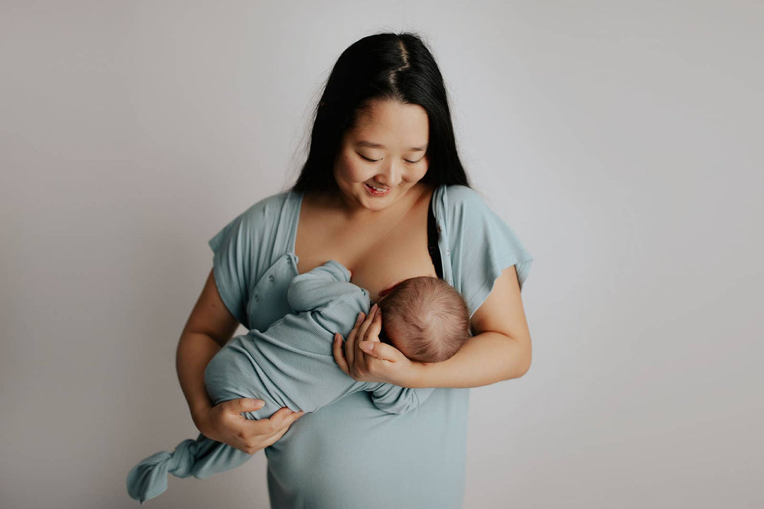 Bamboo - Blue Bird Ribbed Knotted Gown