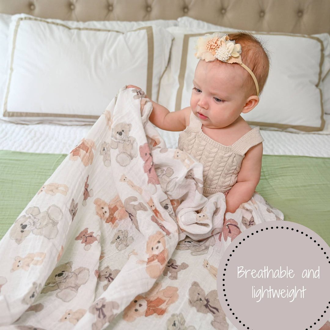 Bear Hugs Baby Muslin Swaddle Blanket