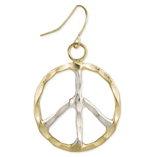 Woodstock Vibes Mixed Metal Peace Sign Earrings
