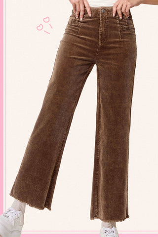 Hayride Mineral Wash High Rise Wide Leg Corduroy Pants