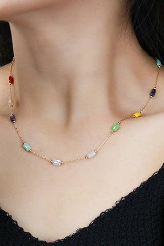 Hey Beautiful 18K Gold Plated Tarnish-Resistant Colorful Crystal Necklace
