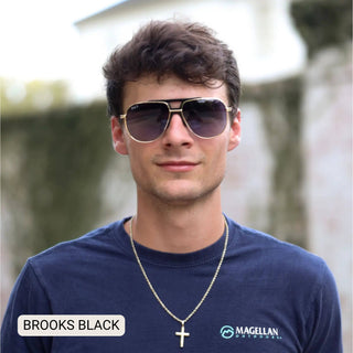 DAX Eyewear | Brooks Polarized Aviator Sunglasses | Black, Gold & Hot Pink UV400