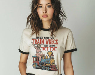 Train Wreck Toot Toot Ringer Tee
