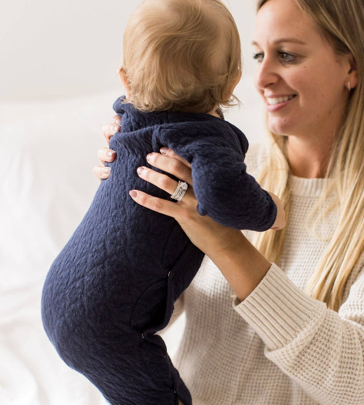 Burt's Bees Baby - Organic Cotton Quilted Bee Wrap-Front Baby Jumpsuit - Midnight