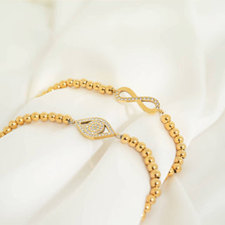 Hey Beautiful Gold Bead Infinity Stretch Bracelet – Waterproof & Tarnish-Free
