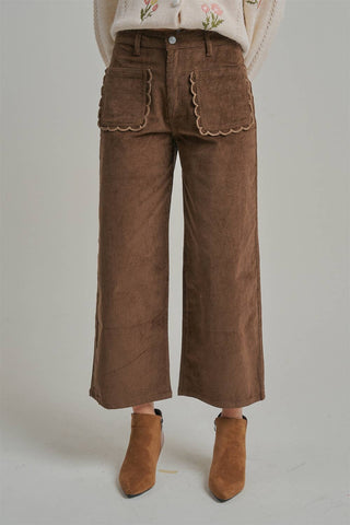 Sunday Brunch Scalloped Pocket Corduroy Pants