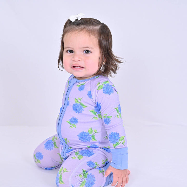 You Had Me At Hydrangea Baby Bamboo Pajamas, 2 Way Zipper