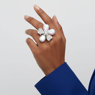 The Aurora Bloom Statement Cocktail Ring – Silver