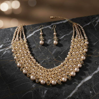 The Golden Heirloom Pearl Bib Necklace Set – Dreamy Brown