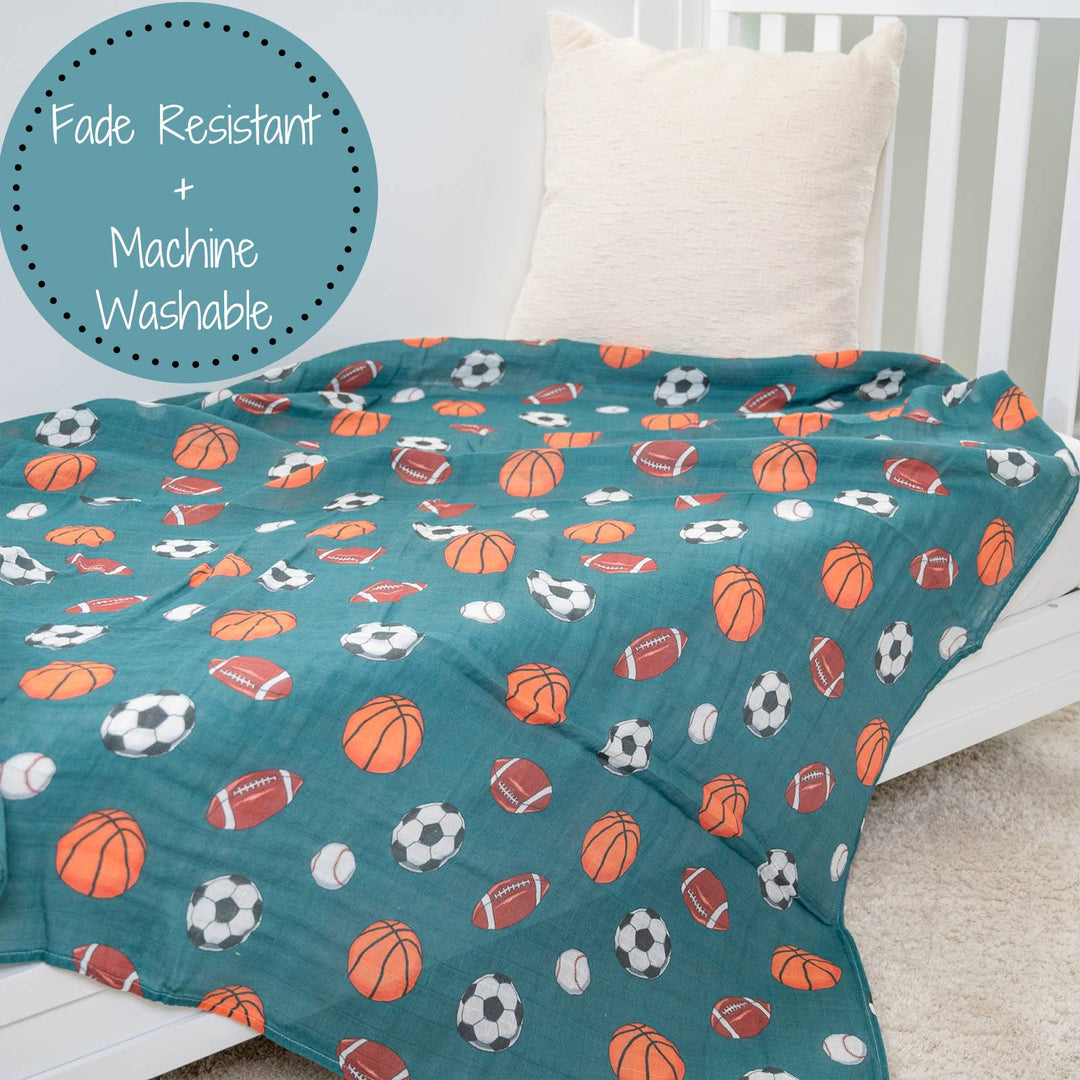 Little Athlete Sporty Theme Baby Muslin Swaddle Blanket