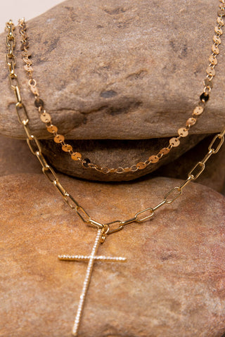 Golden Grace Layered Cross Necklace