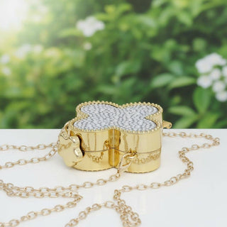 The Clover Luxe Mini Crossbody – Gold Sparkle