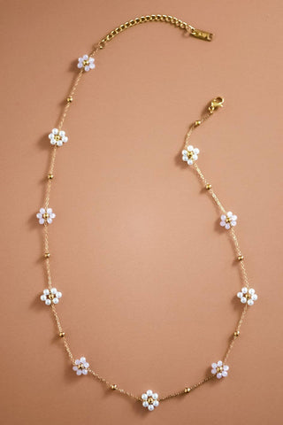 Hey Beautiful 18K Gold Plated Tarnish-Resistant Flower Beaded Necklace