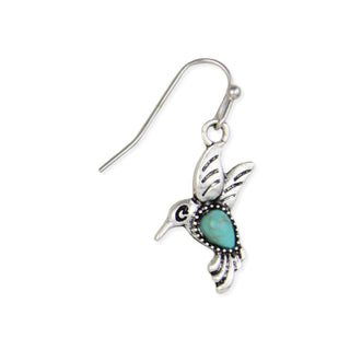 Hummingbird turquoise drop earrings, alternate view