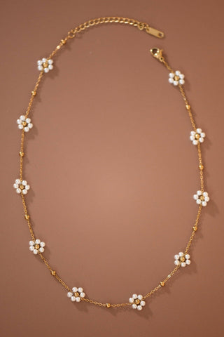 Hey Beautiful 18K Gold Plated Tarnish-Resistant Flower Beaded Necklace