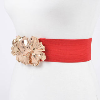 Back view of Poppy Red stretch waist belt