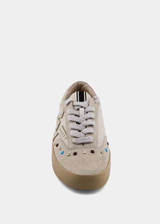 Shu Shop Light Grey Star Sneakers | Embellished Low-Top Shoes