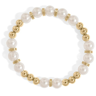 Hey Beautiful Pearl & Gold Accent Stretch Bracelet – Waterproof & Tarnish-Free