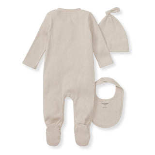 Burt's Bees Baby Organic Jumpsuit, Bib & Hat Set - Limestone