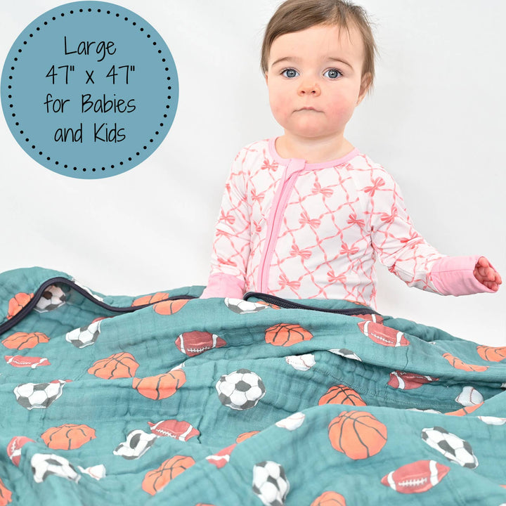 Little Athlete Sporty Theme Baby Toddler Muslin Quilt