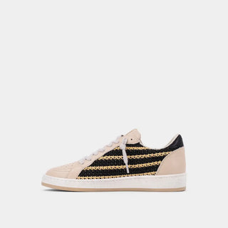 Shu Shop Black Woven Low-Top Sneakers | Gold Accent Casual Shoes