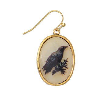 Vintage Raven Oval Drop Earrings