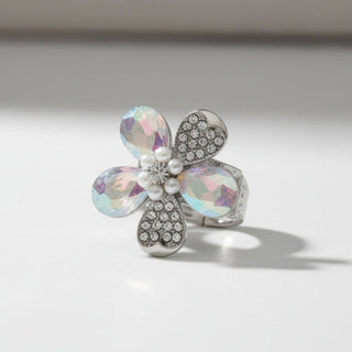 The Aurora Bloom Statement Cocktail Ring – Silver