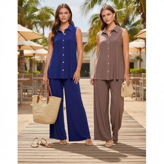 Dear Scarlett Shoreline Two-Piece Set – Mocha or Royal Blue