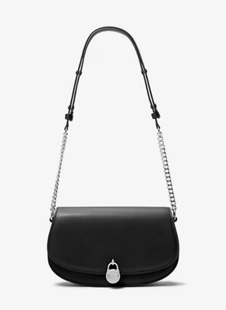 Michael Kors Mila Medium East-West Sling Messenger in black, front view