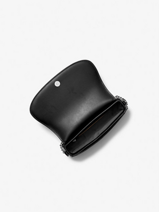 Michael Kors Mila Medium East-West Sling Messenger in black, interior view