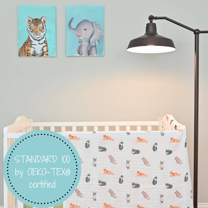 Here Kitty Kitty Muslin Swaddle Baby Blanket