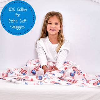 LollyBanks USA Print Muslin Swaddle Blanket