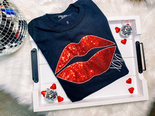 Valentine Lips XOXO ▪️Real Sequins ▪️Embroidered Sweatshirt