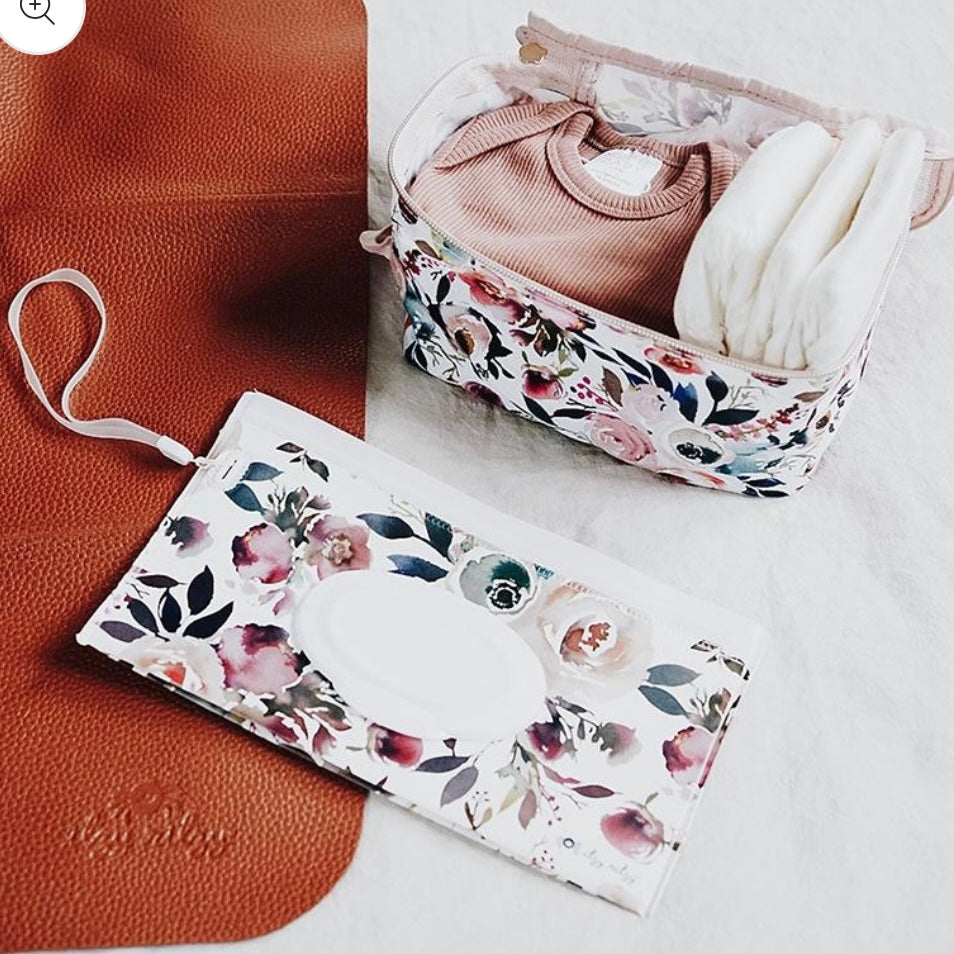 Itzy Ritzy Take & Travel™ Pouch Reusable Wipes Cases: Blush Floral
