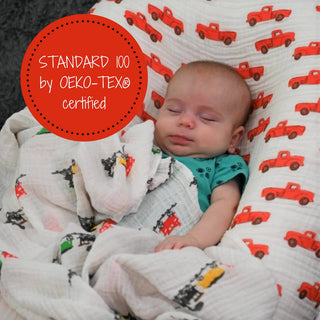 LollyBanks Choo-Choo Train Muslin Swaddle Blanket