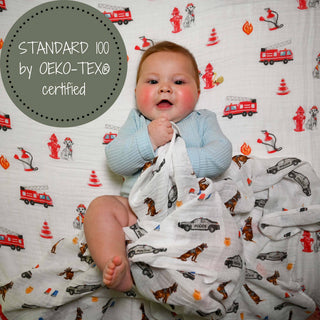 LollyBanks Policeman Muslin Swaddle Blanket