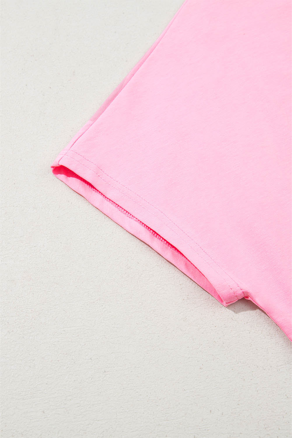 Pink and Blue Color Block 3/4 Button Short Sleeve Blouse