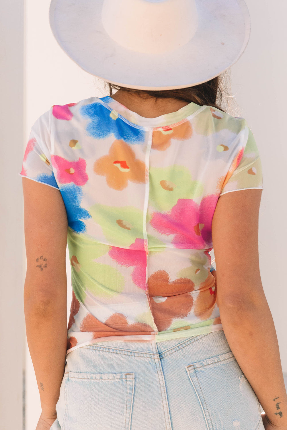 Colorful Floral Mesh Shirt