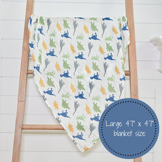 LollyBanks Rawr-Some Dinosaur Muslin Swaddle Blanket