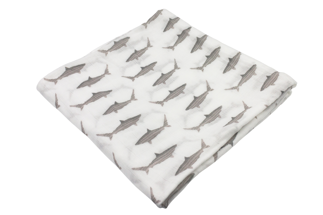 Baby Shark Muslin Swaddle Baby Blanket